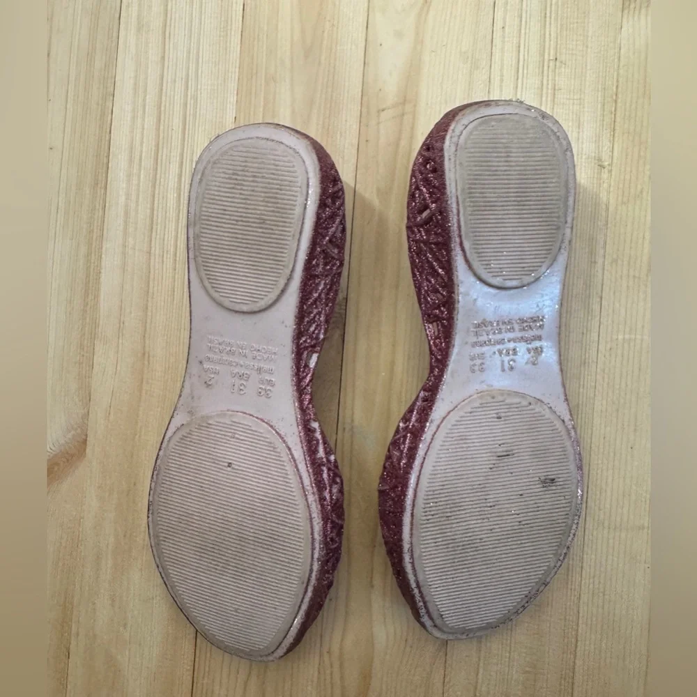 Melissa Campana Glitter Ballet Flats Girls Size 2 Pink Jelly Shoes Balletcore